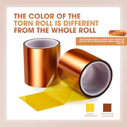 Image of Outus 2 Rolls Heat Transfer Tape 3.94 Inch x 108 ft Sublimation Heat Resistant Temperature Tape for Electronics Printing DIY Crafts on T-Shirt Fabrics, 100 mm Wide (Dark Brown)