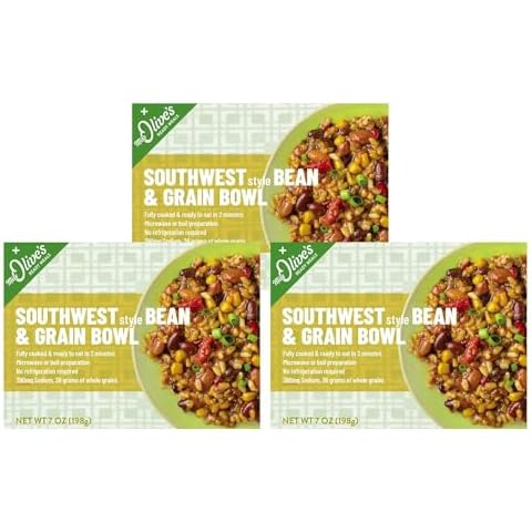 Miss Olives Southwest Style Bean & Grain Bowl Lower Sodium Microwavable Ready Meal, 7 ounce (Pack of 3) Cover