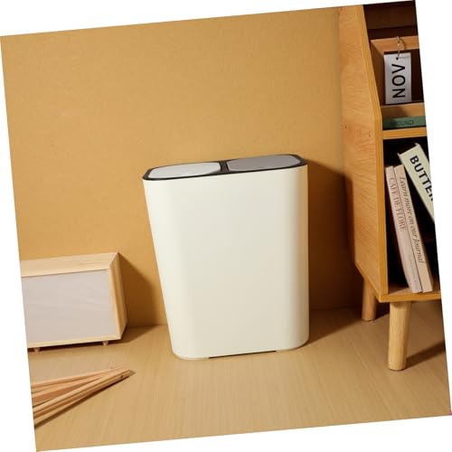 Caneca de basura triangular doble compartimento beige 15L miniatura 4
