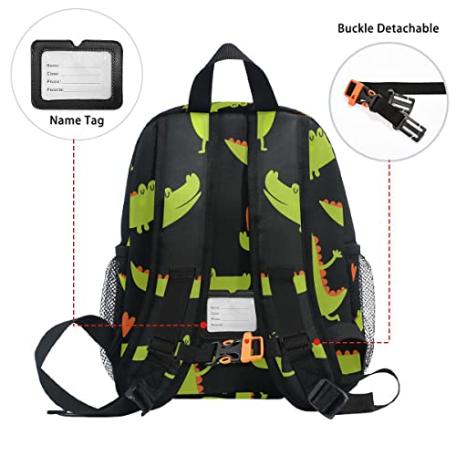 Fisyme Toddler Backpack Alligator Crocodile School Bag Kids Backpacks for Kindergarten Preschool Nursery Girls Boys, M4