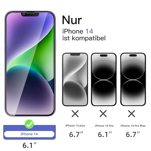 NEW'C für iPhone 14 für Panzerglas Sichtschutz + Kameraschutz – Ansicht 2