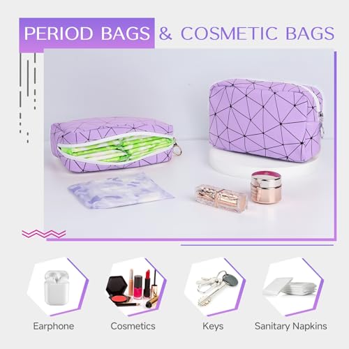 Image of Likesing Tampon Holder for Purse, Leather Period Bag Sanitary Napkin Storage Bag for Girls Womens, Portable Feminine Emergency Pad Period Pouch(Purple)