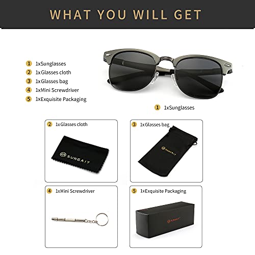 Image of SUNGAIT Polarized Sunglasses for Men and Women, Classic Half-Frame Retro Shades for Driving, Travel, and Outdoor Activities