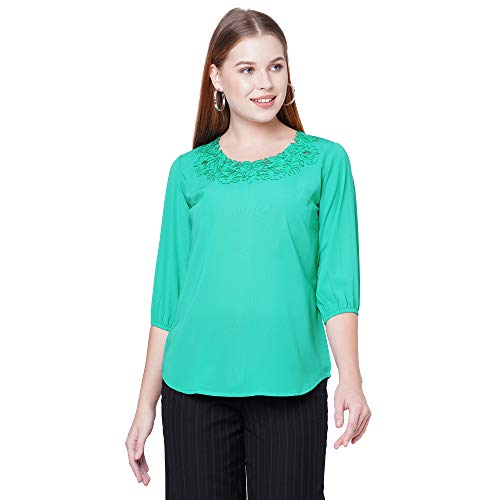 Image of GO-4 IT Women's Top with Cutwork Embroidery in Neck