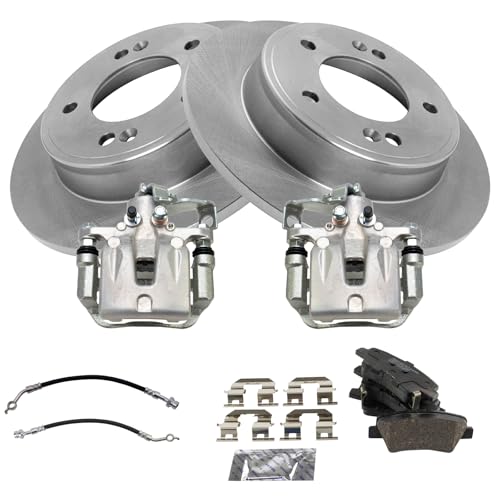 Image of TRQ Rear Brake Pad and Rotor Set Ceramic Rotors Calipers Compatible with 2017-2018 Kia Forte Forte5