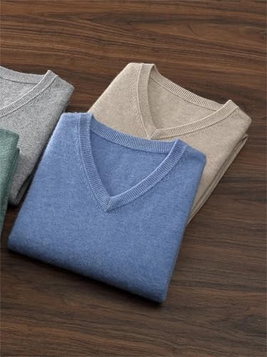 Men V-Neck 100 Percent Cashmere Sweater Lightweight Long Sleeve Warm Knitted Pullover Jumper Tops2