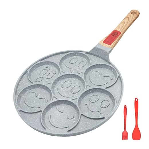 RANX INGST Padella Pancake con Rivestimento Antiaderente in Ceramica, Piastra Pancake 7 Fori con Maniglia Rimovibile per Colazione - Blu