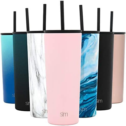 Simple Modern Insulated Tumbler with Lid and Straw | Iced Coffee Cup Reusable Stainless Steel Water Bottle Travel Mug | Gifts for Women Men Her Him | Classic Collection | 24oz | Blush