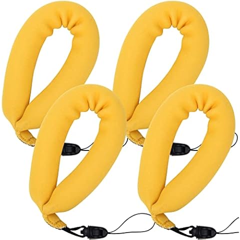 4 Pack Waterproof Camera Floats, AngleKai Yellow Floating Camera Strap, Portable Waterproof Camera Float Strap for Underwater Camera Floating Wrist Strap, Yellow, 20 cm Cover