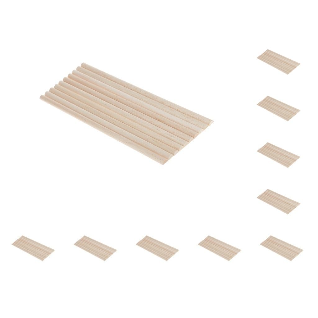 10 Set 10 Stück Holz unlackiertes Holz Handwerk Halbrund Stick Dübel Stange 11 mm