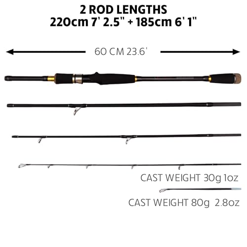 Rigged and Ready Predator Unique Spin-Baitcast Travel Fishing Rod with Case - image 4