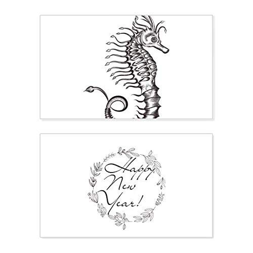 Carte de Nouvel An Hippocampus le cadeau parfait avec illustration marine