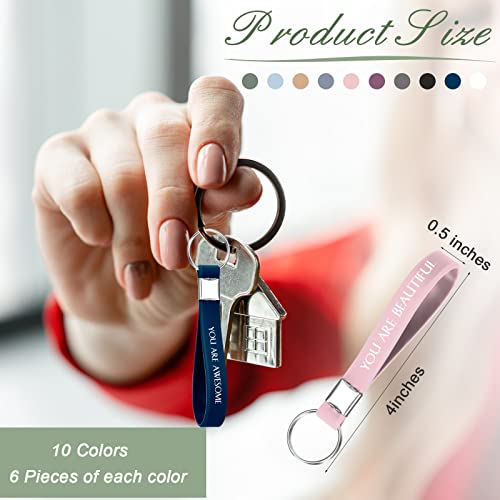 60 pcs Inspirational Quote Key Chains Silicone Motivational Key Chains Employee Appreciation Gifts Teacher Appreciation Gifts2