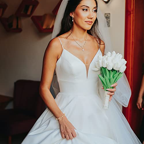Crysdue Bridal Jewelry Set: Silver/Rose Gold/Cubic Zirconia Necklace+Earrings+Bracelet for Wedding