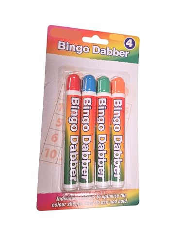 MAR 4x BINGO DABBERS - Assorted Colour Markers for Bingo Cards - Highlighter Pens - Dotting Pens - Quick Drying - Stamp Pens - For Family Kids Game