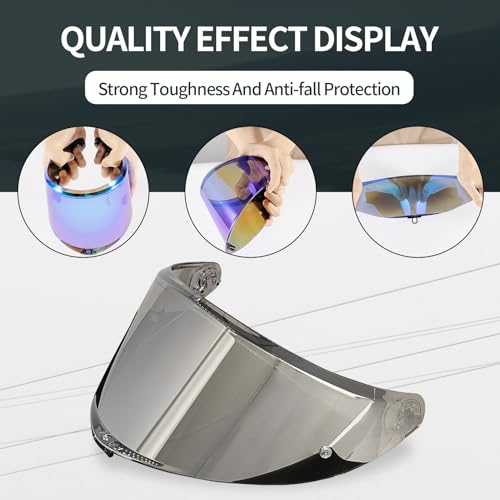 Image of PSLER Shatterproof Motorcycle Helmet Visor for K6 K6s,Transparent Silver | Impact-Resistant ,UV400 Protection, Tinted Face Shield for K6 K6s,Helmet Accessories Replacement