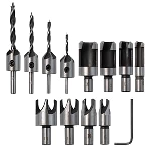 Pilikoll 8 stuks houten plug-cutter boren met 4 stuks verzonken boren bit klauw conische boorset hout plug cutter boren set boren verzinker houten sets voor doe-het-zelf houtbewerking