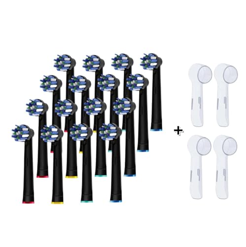 Cabezales De Cepillo De Dientes Eléctrico De Repuesto, Repuesto Profesional Suave, Compatible Con Oral B, Acción Cruzada(16 B heads and 4caps)