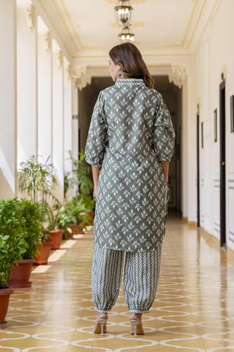 Image of Yashika Women Printed Cotton Blend Straight Kurta and Afghani Pant Set Perfect For Casual and Office Wear