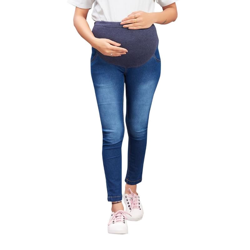 mama & bebe Mama and Bebe Womens Maternity Denim Pant, with Stretchable Fabric Best for Pregnant Ladies Navy Blue-picture-24