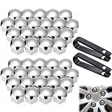 PLATEYTR Set 40 Copribulloni Ruota 17 mm Cromati con 2 Estrattori