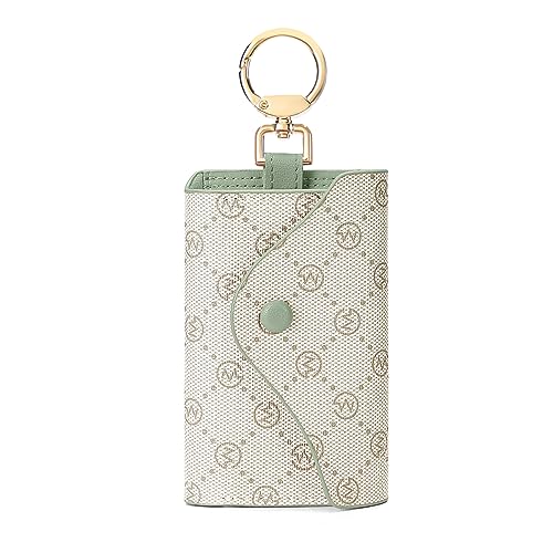 GOLF SUPAGS Llavero de piel para mujer con ranuras para tarjetas, bolsillo tipo cartera, 6 ganchos para organización