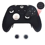 Taifond Anti-Slip Silicone Controller Cover Protective Skins for Microsoft Xbox One Elite Controller with Two Thumb Grip Caps (Black)