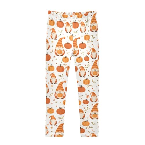 senya Girls Printed Leggings Yoga Pants Gnomes Holding Pumpkin Pattern for Kids in 4t to 10 Years, 4T