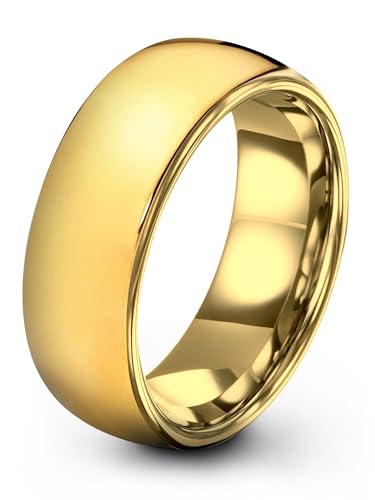 Charming Jewelers Tungsten Wedding Band Ring 7mm Men Women Comfort Fit 18k Yellow Gold Dome Polished Size 11