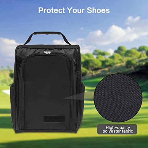 Bestfire Golf Shoe Bag For Men And Women, Zippered Design Shoe Carrier Bag With 2 Side Pockets Large Storage Space Shoe Bag For Golf, Basketball, Baseball, Tennis(Black) #TOP1