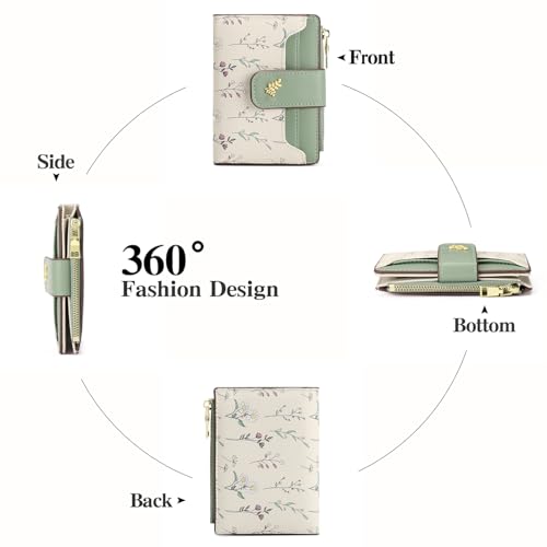 GAEKEAO Small Wallets for Women RFID Blocking Leather Bifold Zipper Pocket Wallet Credit Card Holder with ID Window4