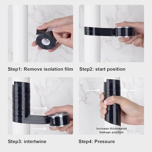 Image of SIKEDEPRO Self-Fusing Silicone Tape 1 inch x 33' x 20mil Black, Waterproof & Heat-Resistant Rubber Repair Tape - No Residue, Electrical Insulating, Chemical Resistant for Automotive, Plumbing & Outdoor