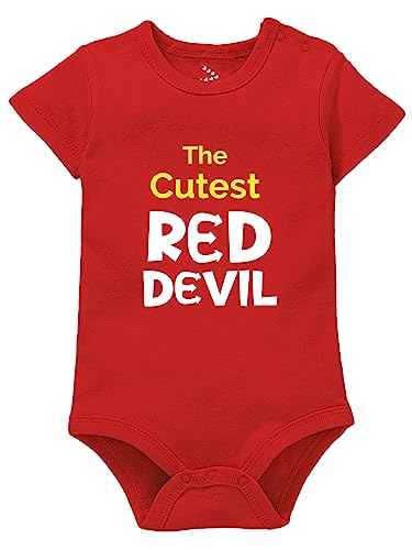 Image of Zeezeezoo The Cutest Red Devil Baby Romper | Bodysuit - Football Fan Outfit for Match Day, Photoshoots & Gifting