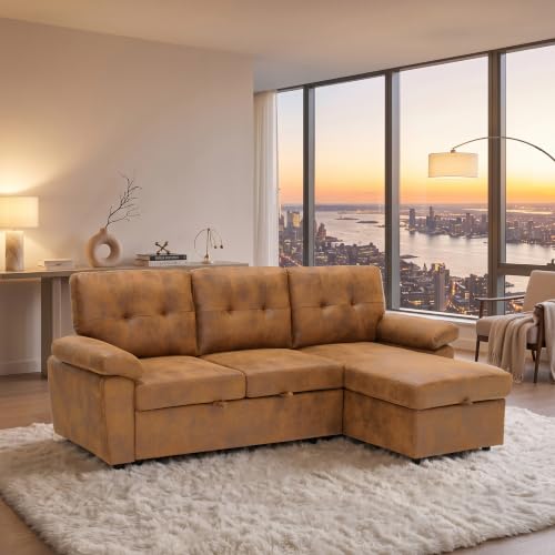 Image of KEIKI 88.5 inch Sectional Sleeper Sofa with Pull Out Bed,