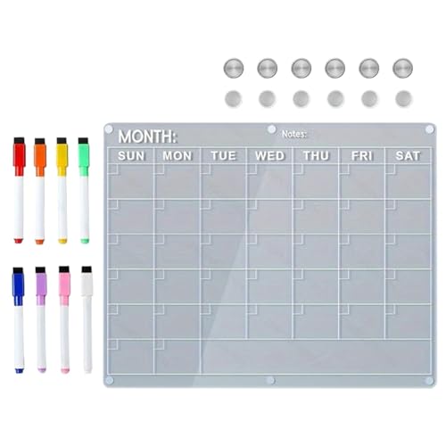 Magnetic Calendar for Refrigerator, Calendar Board for Refrigerator | Reusable Magnetic Wall Calendar - Acrylic Calendar Planner Board, 8 Erasable Markers - Image 8