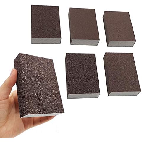 BAISDY 6Pcs Wet Dry Sanding Sponges, 60 80 100 120 180 220 Grit Sanding Pad Assortment, Washable and Reusable Cover