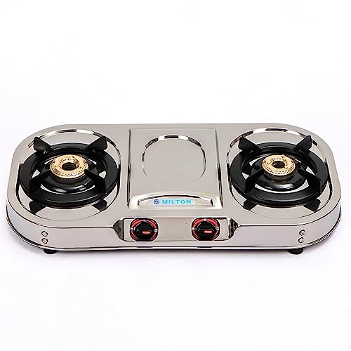 MILTON Royal Stainless Steel Gas Stove 2 Burners I Manual Ignition I