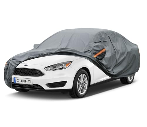 Image of GUNHYI Premium Car Cover Custom Fit Ford Focus Sedan, 16 Layers Heavy Duty Car Cover Waterproof All Weather with Zipper Door for Sun Rain Snow Dust Uv Protection
