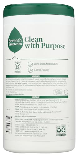 Image of Seventh Generation Multi-Surface Cleaning Wipes, Lemon Zest Scent, Cuts Grease & Grime, 70 Wipes