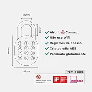 igloohome Smart Padlock, elektronisches Vorhängeschloss, öffnet per Bluetooth und App oder offline per Pin Code, aus Edelstahl, wasser- und staubdicht, für Innen- und Außenbereich