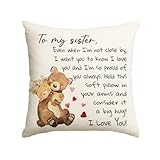 AVOIN colorlife to My Sister Throw Pillow Cover, 18 x 18 Inch Christmas Sister's Gift Lady Girls Birthday Cushion Case from Sister Brother