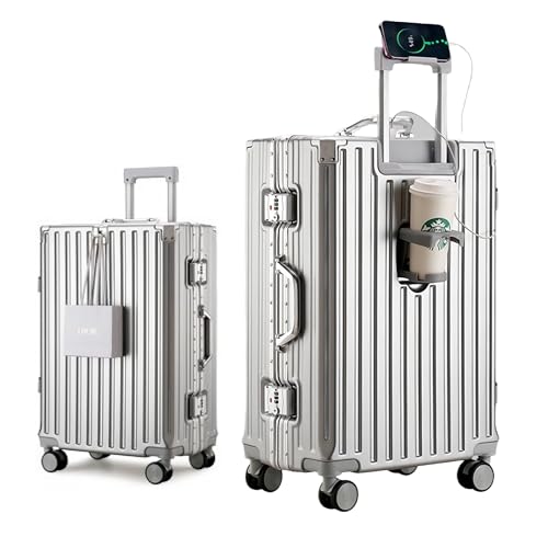With Cup Holder And Usb Port, Zipperless Luggage For Busines