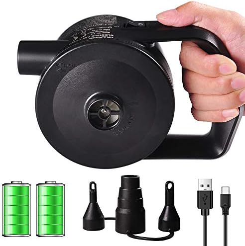 chamvis Electric Air Pump,USB Rechargeable Portable Electric Inflator/Deflator Pump with Nozzles for Air Mattress Boats Pool Exercise Ball Battery Powered