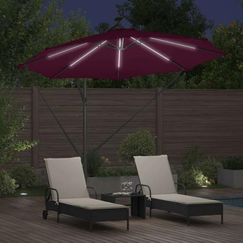 Sombrilla burdeos de 294x294 cm para disfrutar de tu terraza noche y día 4