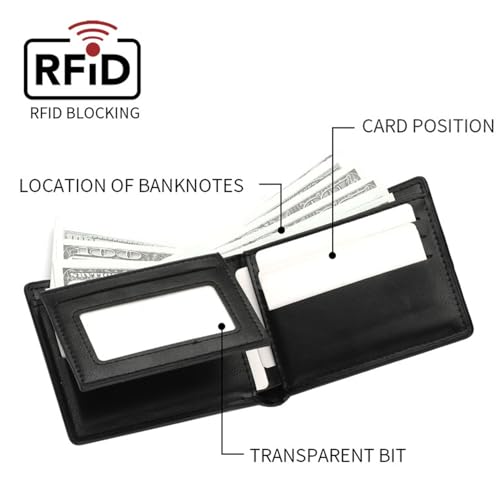 Men Wallet RFID Blocking Leather Flipped ID Photo Window 9 Card Slots Big Capacity Money Pocket Business Card Gift for People2