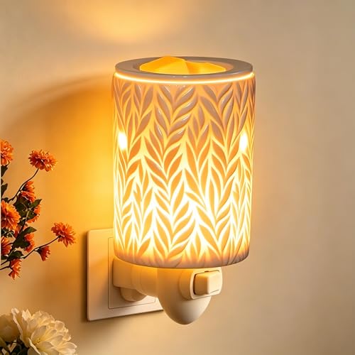Bobolyn Plug in Wax Warmer Burner Electric Outlet Wall Plug-in Electric Wax Melt Warmer for Scented Melts Essential Oil Home Decor Gifts for Women Willow Leaves