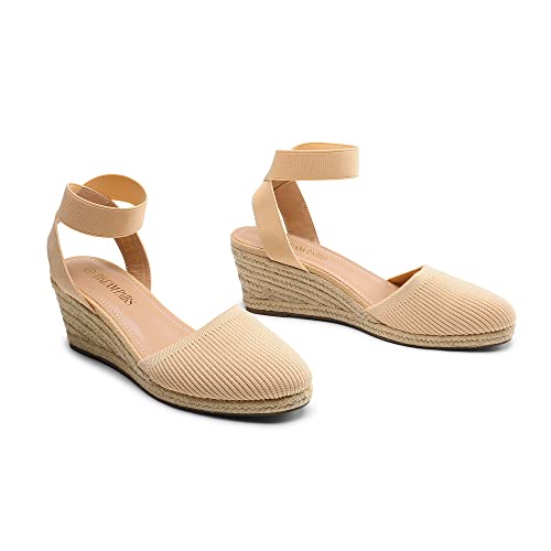 Image of DREAM PAIRS Women's Ankle Strap Wedge Sandals | Espadrilles Sandals, Elastic Ankle Strap, Cushioned Comfort for Summer Outfit, Fashion Dressy Shoes
