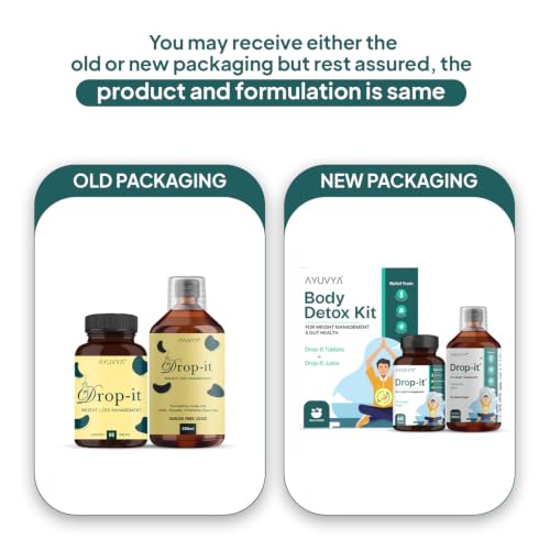 Image of Ayuvya Drop-it Detox Kit | Ayurvedic Detox for Weight Management| Helps Reduce Excess Weight Naturally | Helps Control Cravings & Overeating | 1 Month Pack