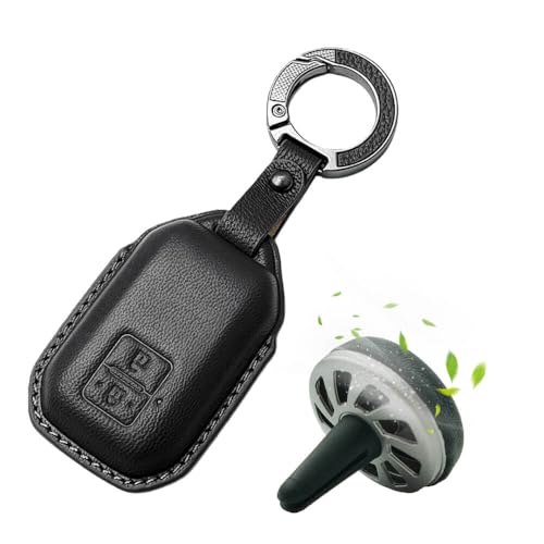 Image of Keyzone Leather Key Cover & Car Perfume fit for Suzuki Victoris, Swift, DZire, Baleno, Ertiga, Grand Vitara, Brezza, Fronx, Jimny,XL6, Toyota Glanza,Urban Cruiser Hyryder,Rumion 2B smart key. (Black)