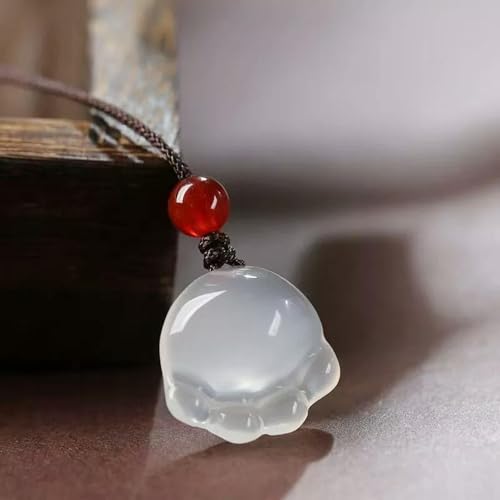 Collar con Colgante de Garra de Gato Fresca de ágata impregnada de Hielo y calcedonia Natural para Mujer
